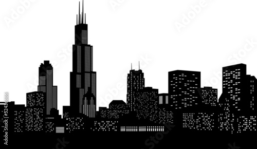 Board z aluminiowym obramowaniem Chicago skyline vektor