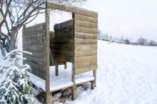 Wooden Planks Nailed Beach Changing Booth Snow