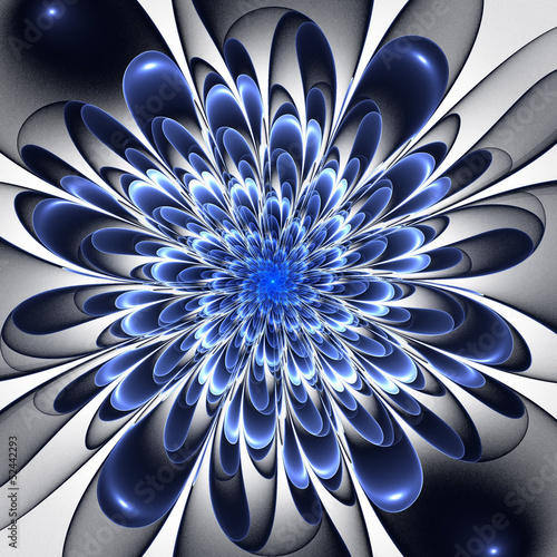 Nowoczesny obraz na płótnie Beautiful lush blue flower on white background. Computer generat