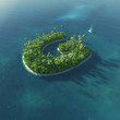 Island Alphabet. Paradise tropical island in form of letter G