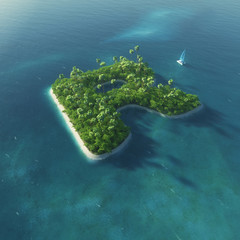 Island Alphabet. Paradise tropical island in form of letter R