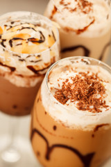 Poster - cold fresh ice coffee with chocolate close up