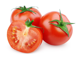 Wall Mural - Sliced red tomato vegetable isolated on white with clipping path