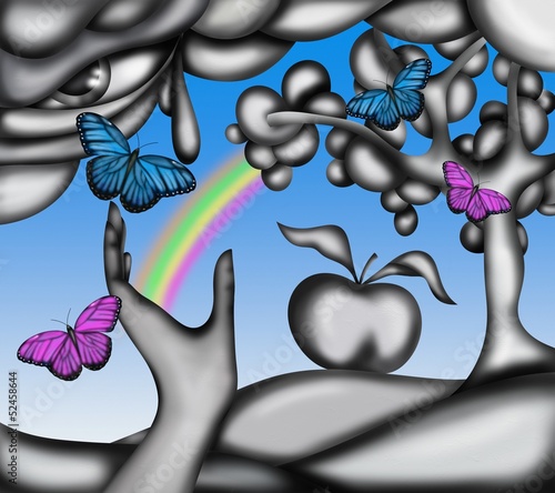 kolorowe-motyle-z-tecza-w-tle-abstrakcyjna-grafika