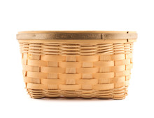 Wooden Wicker Basket Isolated Over White