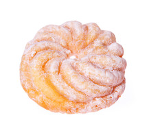 Donut Isolated On White, Glazed French Crullers Twisted Doughnut