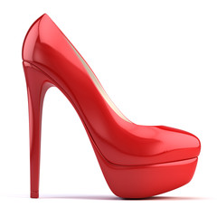 Red high heel shoes