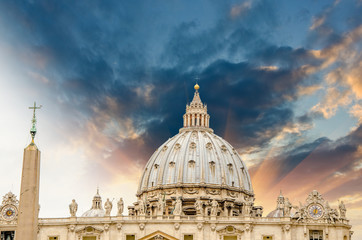 Sticker - St Peter Square - Vatican City. Wonderful view of Dome - Cupola