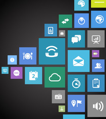 Poster - Web color tile interface template with modern business and socia