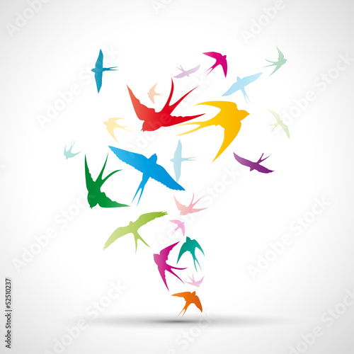 Naklejka - mata magnetyczna na lodówkę Abstract swallows background # Vector