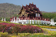 Northern Thai Style Building In Royal Flora Ratchaphruek, Chiang
