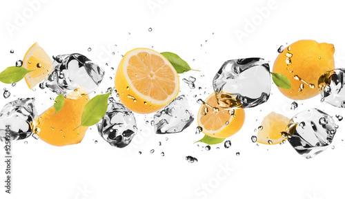 Naklejka dekoracyjna Ice fruit on white background