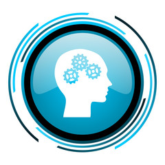 Aufkleber - head blue circle glossy icon