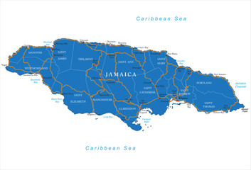 Wall Mural - Jamaica map