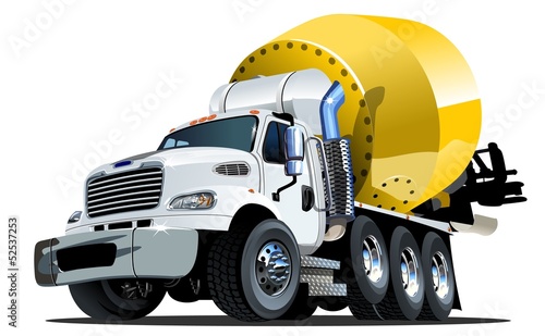 Fototapeta na wymiar Cartoon Mixer Truck one click repaint option