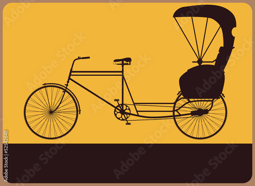 Valokuva Vintage street sign with the silhouette rickshaw.