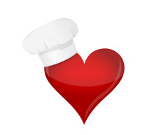 Food Lover Concept. Heart And Chef Hat.