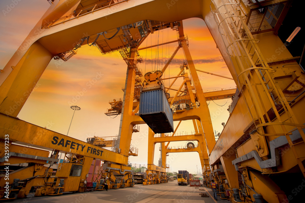 Port Container Operations Guide container operation in port series Stock Photo | Adobe Stock