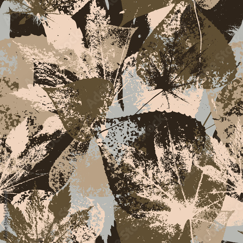 Obraz w ramie Abstract seamless pattern with leaves and flowers