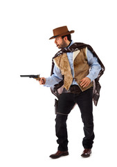 Gunman in the old wild west on white background