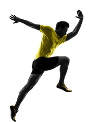 Wall Mural - young man sprinter runner running silhouette