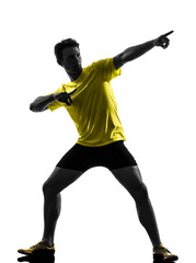 Wall Mural - young man sprinter runner running silhouette