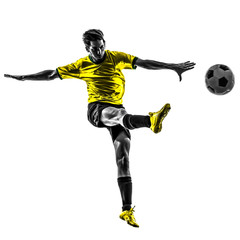 Wall Mural - brazilian soccer football player young man kicking silhouette