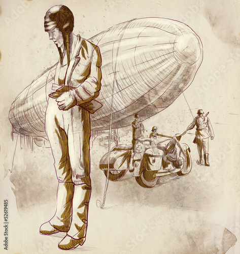 Obraz w ramie World between 1905-1949 - Airship pilot (full sized drawing)