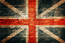 United Kingdom Flag On Old Brick Wall