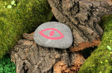 Wall Mural - Fortune telling  with symbols on stone close up