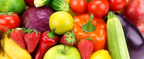 Naklejka dekoracyjna bright background of different fruits and vegetables