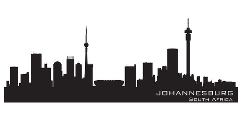 Fototapete - Johannesburg South Africa skyline Detailed vector silhouette
