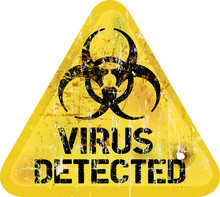 Computer Virus Alert, Grungy Sign, Vector