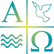 Symbol Taufe Wasser Taube Alpha Omega