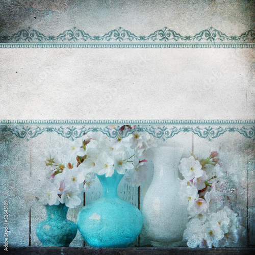Obraz na płótnie canvas Vintage shabby chic tło z kwiatami