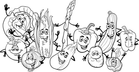 Wall Mural - happy vegetables cartoon for coloring book