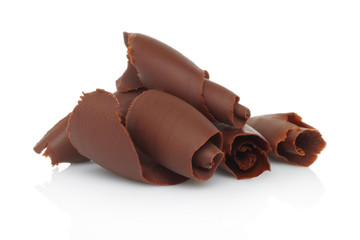 Aufkleber - Chocolate shavings on white background.