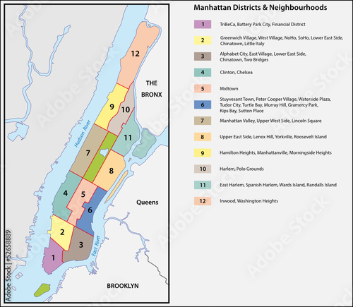 New York City Manhattan Neighborhoods Buy This Stock Vector And Explore Similar Vectors At Adobe Stock Adobe Stock