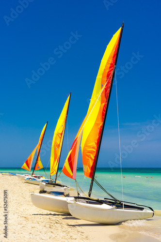Catamarans at the beach of Varadero in Cuba Canvas Print