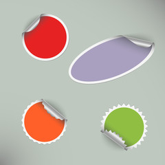 Set of colored blank round stickers