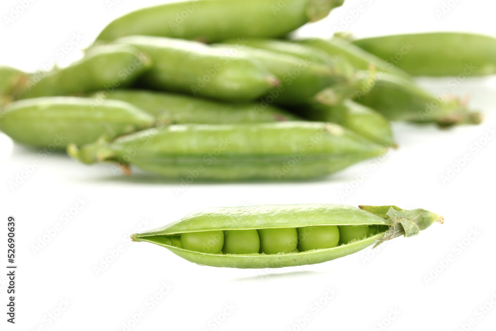Green peas isolated on white