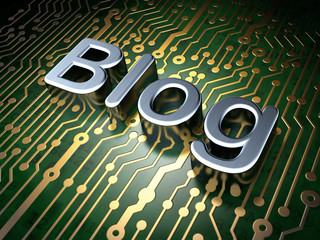 SEO web development concept: Blog on circuit board background