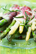 Fresh Young Asparagus Wrapped in Prosciutto Meat and Grilled
