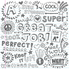 Great Job Super Student Praise Phrases Back to School Doodles