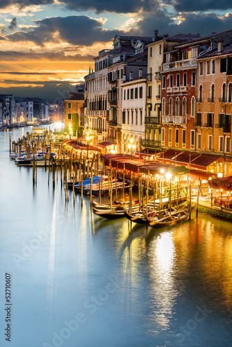 Naklejka - mata magnetyczna na lodówkę Grand Canal at night, Venice