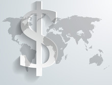 Background Of Dollar Symbol On World Map