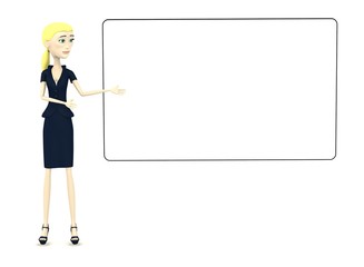 Wall Mural - 3d render of businesswoman with empty board