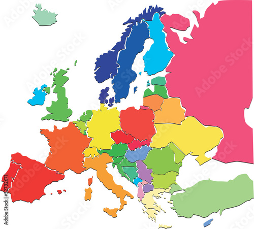 Naklejka - mata magnetyczna na lodówkę Colorful Europe map