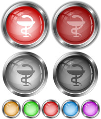 Sticker - Pharma symbol. Vector internet buttons.