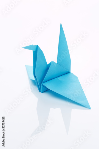 Origami Kranich Hellblau Buy This Stock Photo And